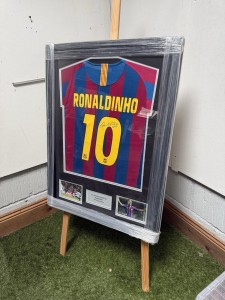 Ronaldinho Hand Signed Barcelona FC Football Shirt Framed With COA for sale on Ebay