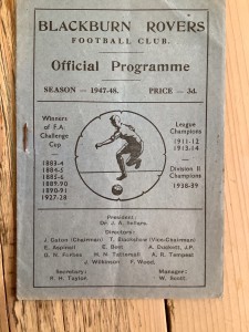 13 December 1947 Blackburn Rovers v Manchester United for sale on Ebay