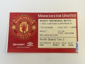 Manchester Utd Eric Cantona Testimonial Ticket Stub 24 Feb 1998 Original for sale on Ebay
