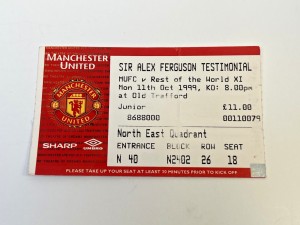 Man Utd Sir Alex Ferguson Testimonial Ticket Stub Junior 11 Oct 1999 for sale on Ebay