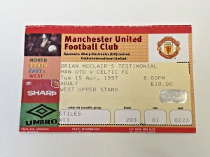 Man Utd v Celtic Ticket Stub Brian McClair Testimonial 15 Apr 1997 Man United for sale on Ebay