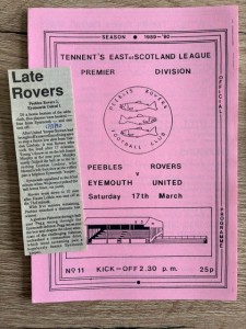 17 MAR 1990 PEEBLES ROVERS v EYEMOUTH UNITED, INC NEWSPAPER REPORT for sale on Ebay