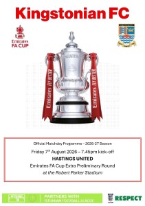 Kingstonian v Hastings United FA Cup Friday 7th August 2026 for sale on Ebay