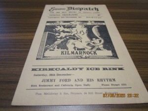 RAITH  ROVERS  v  KILMARNOCK  1957/8  scotland  DECEMBER 28th for sale on Ebay