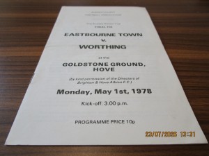 BRIGHTON & HOVE : EASTBOURNE TOWN  v  WORTHING 1977/8  MAY 1 CUP FINAL  'derby' for sale on Ebay