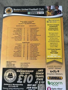 Boston United v Lincoln City team sheet 11/07/2026 Pre Season Friendly for sale on Ebay