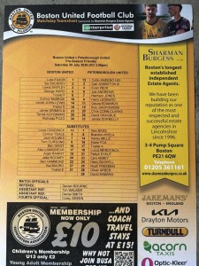 Boston United v Peterborough Utd team sheet 25/07/2026 Pre Season Friendly for sale on Ebay