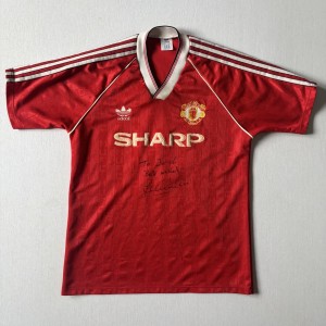 Manchester United 1988/90 Match Worn Number 3 Red Home Adidas Football Shirt S/S for sale on Ebay