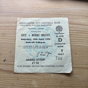 MANCHESTER CITY  V  DERBY COUNTY  TICKET STUB   1975/76  10 APRIL 1976 MAINE RD for sale on Ebay