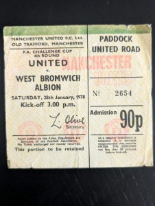 1978 MANCHESTER UNITED V WEST BROMWICH ALBION FA Cup Used Match Ticket Stub RARE for sale on Ebay