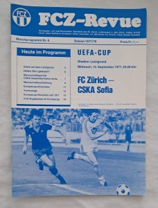 1977/78 UEFA Cup 1st Round - FC ZURICH v. CSKA SOFIA for sale on Ebay