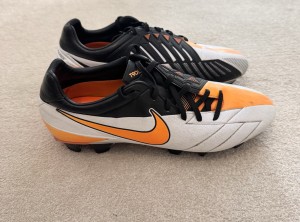 Nike Total 90 Laser Football Boots UK Size 8.5 White Orange for sale on Ebay
