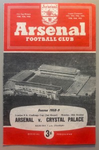 1958/59 Arsenal v Crystal Palace London FA  Challenge Cup 2nd Round for sale on Ebay