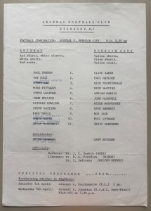 1979/80 Arsenal RReserves v Norwich City Football Combination at Highbury for sale on Ebay