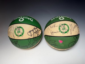 Two Autographed Signed Boston Celtic 1980s Team Signed Basketballs Larry Bird + for sale on Ebay