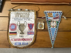 Aston Villa 1982 European Cup Winners Medal Coin & 2x Pennant Flag Rare Vintage for sale on Ebay