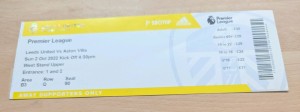 Leeds United v Aston Villa 2022/23 TICKET for sale on Ebay