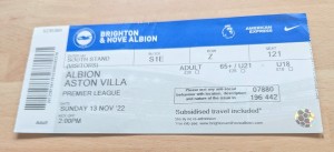Brighton & Hove Albion v Aston Villa 2022/23 TICKET for sale on Ebay