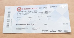 Brentford v Aston Villa 2022/23 TICKET for sale on Ebay