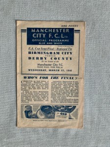 1946 Fa Cup Semi Final Replay Birmingham V Derby (at Man City) for sale on Ebay