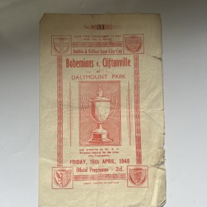 BOHEMIANS V CLIFTONVILLE 16/4/1948 DUBLIN & BELFAST INTER-CITY CUP DALYMOUNT PK for sale on Ebay