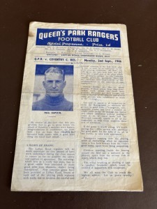 QPR Red V Coventry Res Football Programme 1946/7 2/9/1946 for sale on Ebay