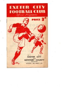 Exeter City v Newport County 1950 - 1951 for sale on Ebay