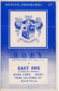 Bury v East Fife Scotland (Friendly) 1957/1958 - Football Programme for sale on Ebay