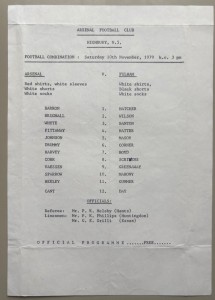 1979/80 Arsenal Reserves v Fulham Football Combination  at Highbury for sale on Ebay