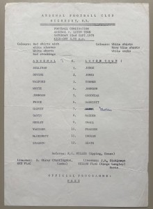 1979/80 Arsenal Reserves v Luton Town Football Combination  at Highbury for sale on Ebay