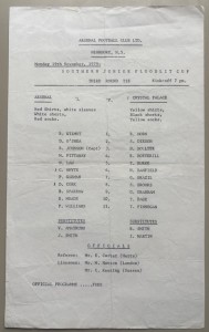 1979/80 Arsenal Reserves v Crystal Palace Southern Junior Floodlit Cup 3rd Round for sale on Ebay