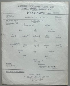1965/66 Arsenal v Fulham FA Youth Cup 3rd Round for sale on Ebay