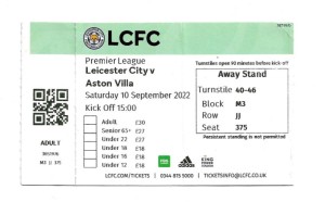 Leicester City v Aston Villa 2022/23 TICKET for sale on Ebay