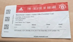 Manchester United v Aston Villa 2022/23 League Cup TICKET for sale on Ebay