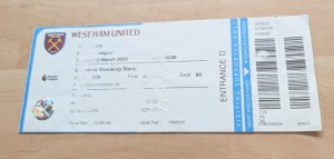 West Ham United v Aston Villa 2022/23 TICKET for sale on Ebay