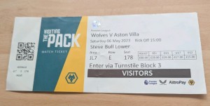 Wolves v Aston Villa 2022/23 TICKET for sale on Ebay