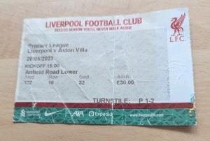Liverpool v Aston Villa 2022/23 TICKET for sale on Ebay