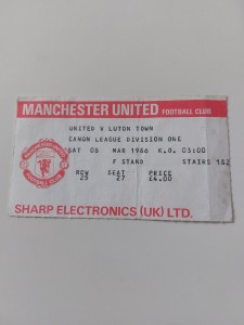 VINTAGE MANCHESTER UNITED /MAN UTD v LUTON TOWN FOOTBALL TICKET MARCH 1986 for sale on Ebay