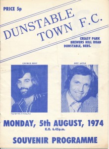 Dunstable Town v Manchester United X1 (Friendly) 1974/1975 GEORGE BEST on front for sale on Ebay
