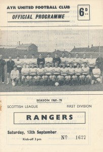 Ayr United v Rangers (Scottish League) 1969/1970 for sale on Ebay