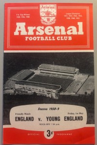 1958/59 England v Young England Friendly Match at Arsenal Highbury for sale on Ebay