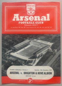 1954/55 Arsenal Reserves v Brighton & Hove Albion Football Combination Highbury for sale on Ebay