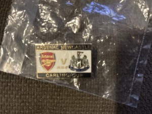 Newcastle United vs Arsenal Carling Cup Football Pin Badge 2007 for sale on Ebay