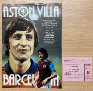 1977/8 UEFA Cup Q/F. Aston Villa v Barcelona Prog & Ticket for sale on Ebay