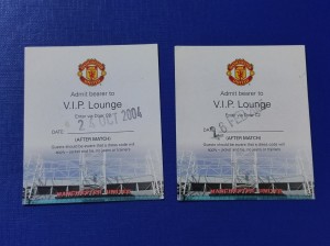 2 x Manchester United VIP Lounge Tickets Arsenal 2004 Portsmouth 2005 for sale on Ebay