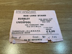 BURNLEY V LIVERPOOL MILK CUP SEMI-FINAL 2ND LEG 15/2/1983 for sale on Ebay