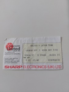 VINTAGE MANCHESTER UNITED /MAN UTD v LUTON TOWN 1980'S FOOTBALL TICKET STUB for sale on Ebay
