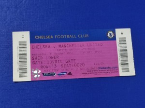 Chelsea vs Manchester United Ticket 2012 Capital One Cup 4th Round for sale on Ebay