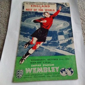 England v Rest of The World Football Programme 21/10/1953. for sale on Ebay