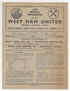 1952/53 Metropolitan League - WEST HAM UNITED 'B' v. NEWBURY TOWN (+ Plymouth) for sale on Ebay
